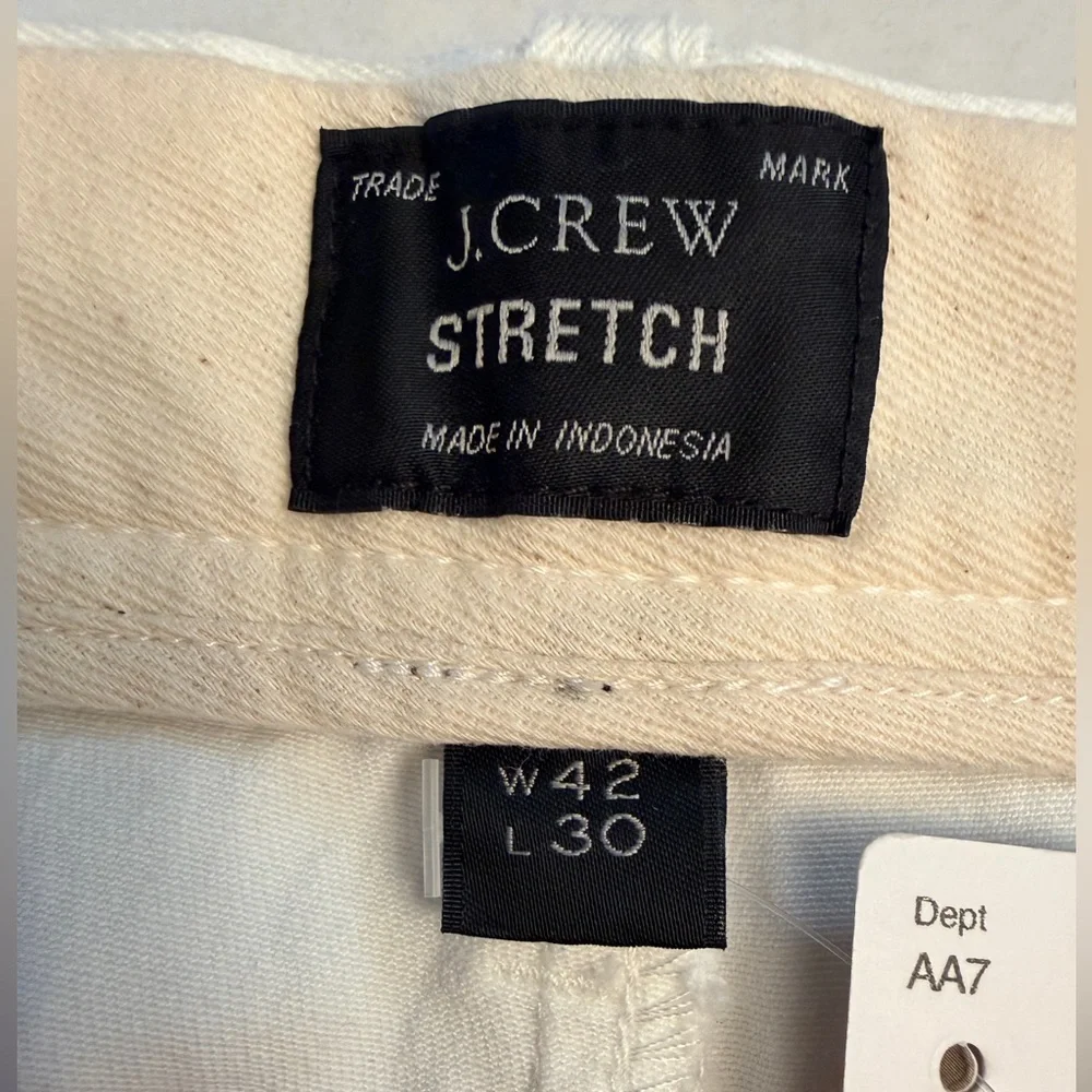 NWT‎ J.Crew Men’s Size 42x30 770 Straight Fit Stretch Chino Pants White